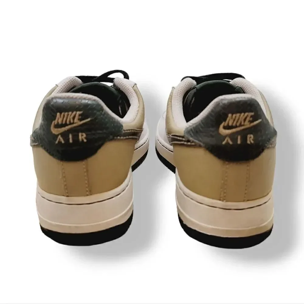 Vintage Y2K Nike Air Force 1 '07 White Dark Army Green Tweed 314192-132 Y5.5/ W7